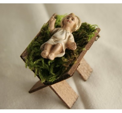 Jesuskind in der Holz-Krippe, 11cm