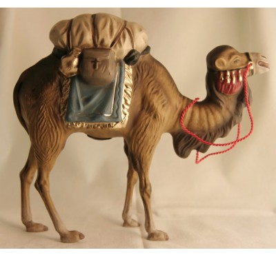 Kamel mit Gepäck (blau), 14cm